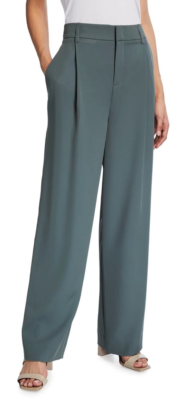 VINCE Wide Leg Pleated Trousers in Horizon Size 10